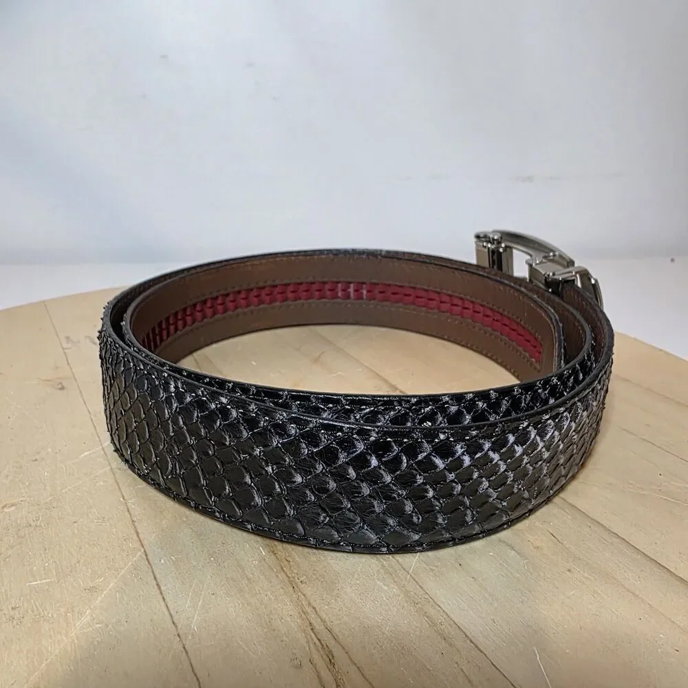 Nexbelt Rowland Thomas Serpent Collection Embossed Black Python Look Men Size 35